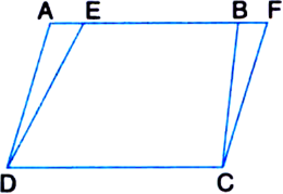 
Given: Two parallelograms ABCD and EFCD, on the same base DC and betw