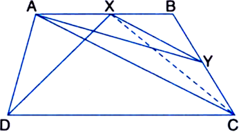 
Given: ABCD is a trapezium with AB || DC. A line parallel to AC inter