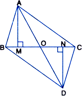 
Given: Triangles ABC and DBC are on the same base BC with vertices A 