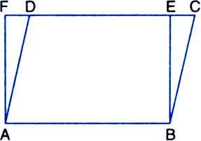 
Given: Parallelogram ABCD and rectangle ABEF are on the same base AB 