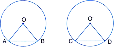 
Given: AB and CD are two equal chords of congruent circles with centr