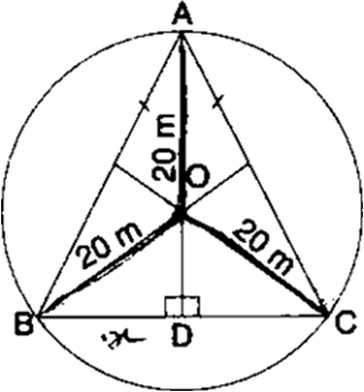 
Let BD = x mThen in right triangle ODB,                    