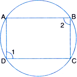 
Given: ABCD is a cyclic parallelogram.To Prove: ABCD is a rectangle.
