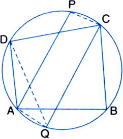 
Given: ABCD is a cyclic quadrilateral. The bisectors of its opposite 