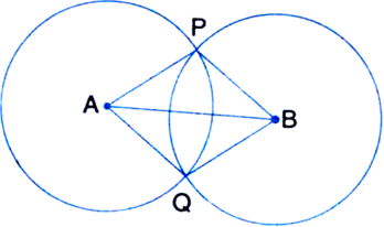 
Given: Two intersecting circles with centres A and B. Their points of