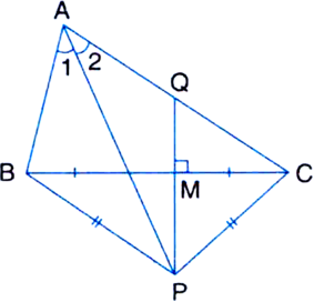 
Given: Bisector AP of angle A of ∆ABC and the perpendicular bisecto