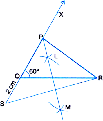 
Given: In ∆PQR, QR = 6 cm, ∠Q = 60° and PR – PQ = 2 cm.Require