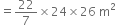 equals 22 over 7 cross times 24 cross times 26 space straight m squared