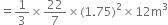 equals 1 third cross times 22 over 7 cross times left parenthesis 1.75 right parenthesis squared cross times 12 straight m cubed