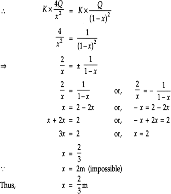 Two Point Charges 4Q, Q Are Separated By 1 M In Air. At What Point On ...