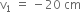 straight v subscript 1 space equals space minus 20 space cm