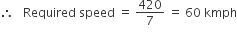 therefore space space space Required space speed space equals space 420 over 7 space equals space 60 space kmph