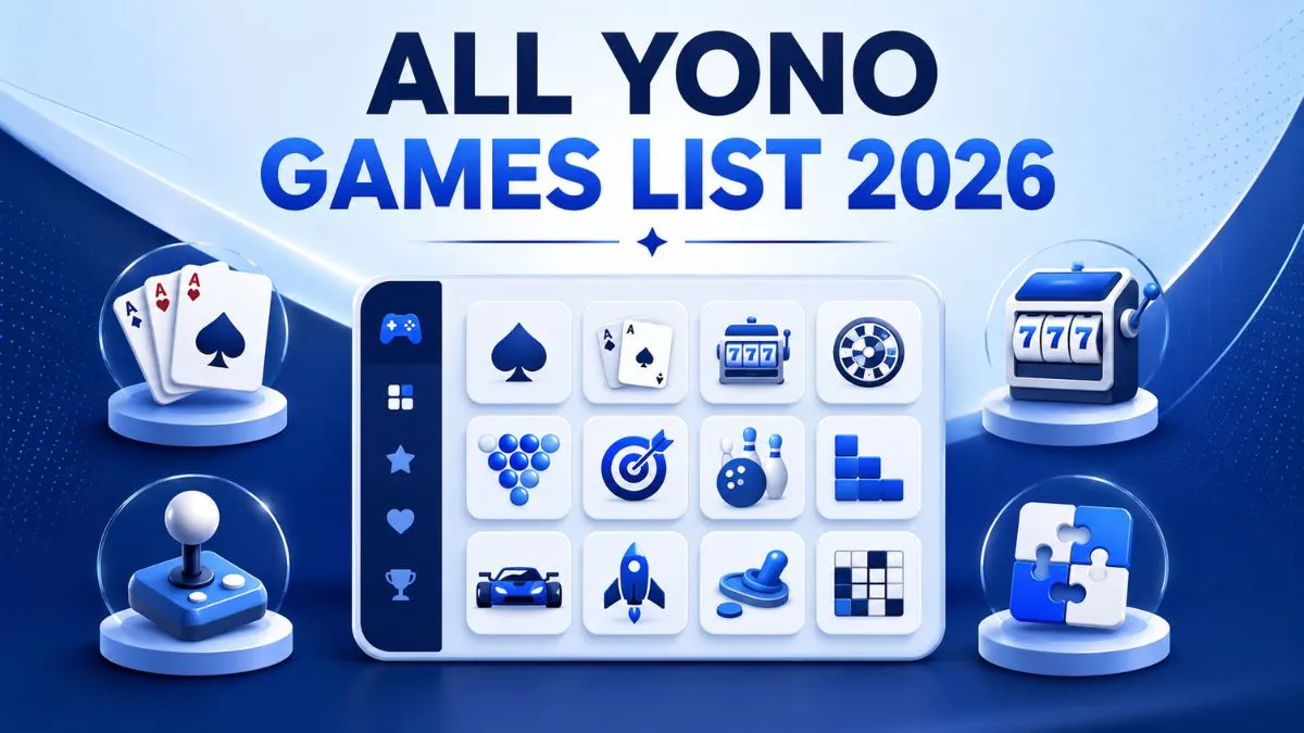 All Yono games directory concept showing category cards for rummy, card games, arcade, casual games, and app listings